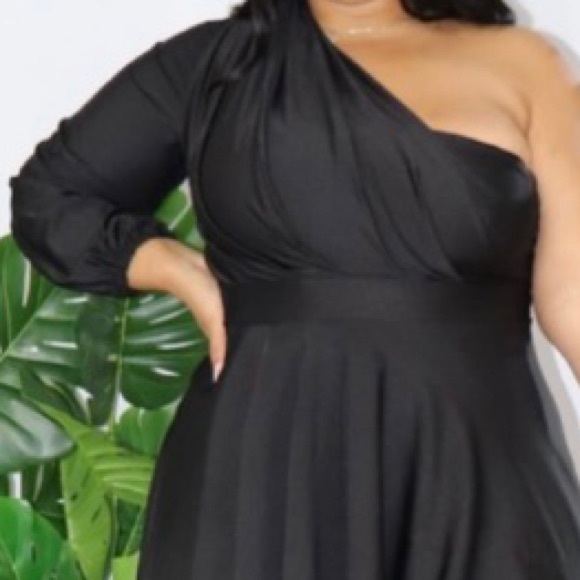 Very Stretchy One Sleeve High Low Dress - Picture 3 of 3